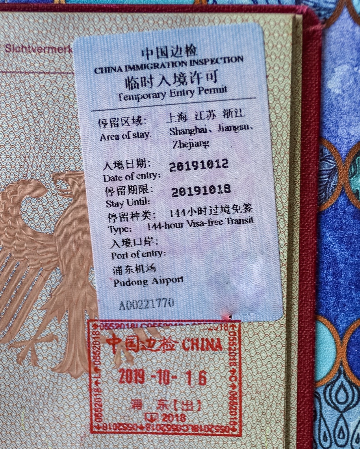 Transit Visum China 144 Stunden